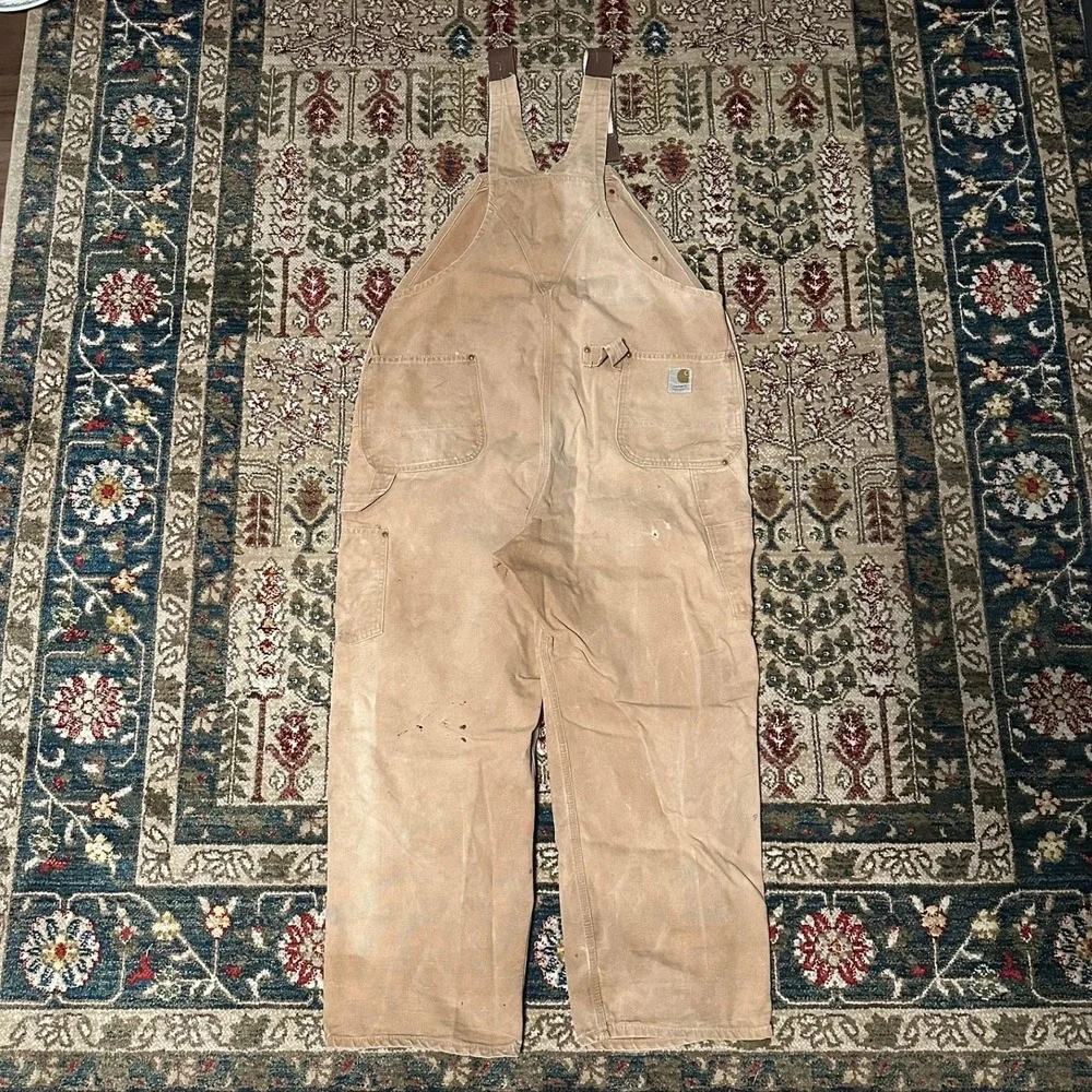 Vintage 70s Carhartt Men's Tan Duck Canvas Bib Overalls‎ Workwear Vintage